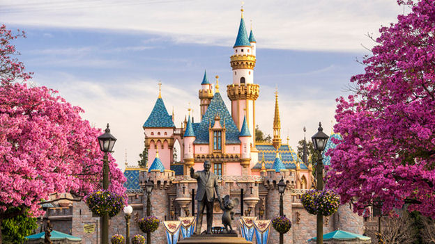 Partners Statue of Walt Disney and Mickey Mouse in front of Sleeping Beauty Castle